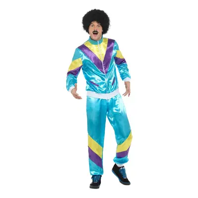 (M, Blue/Yellow/Purple) Smiffys Unisex Adult 80s Height Of Fashion 80s Shell Suit Costume Set