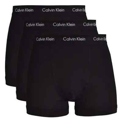 (L) Calvin Klein Pack Cotton Stretch - Normal Rise Trunks ( Black / Black Waistband )