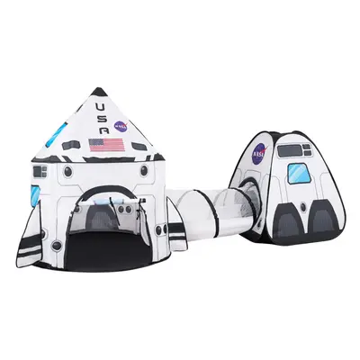 JOYIN White Rocket Ship Pop up Play Tent with Tunnel and Playhouse Kid