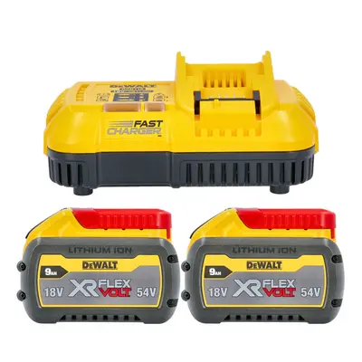 DeWalt Genuine DCB547 18V/54V Li-Ion XR Flexvolt 9.0Ah Battery Twin Pack with DCB118 Fast Charge