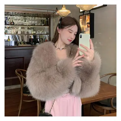 (as the picture, L) Fashionable Faux Fur Coat For Women Thickened Winter Jacket Short Length Aut