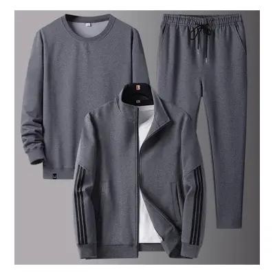 (grey, XXXL) Spring And Autumn Sports Suit Men &apos;s Large Size Casual Sportswear -piece Set