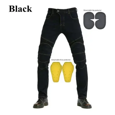 (black, XXL) Windproof Motorcycle Racing Jeans Casual Pants Men&apos;s Motorbike Motocross Off-r