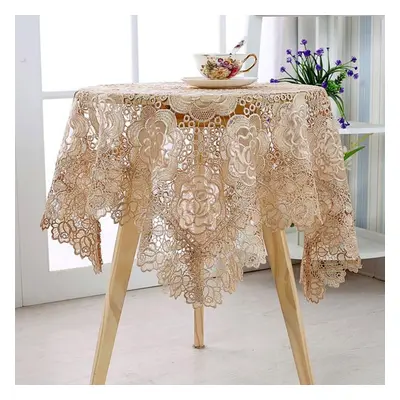 (dark brown, 150*300cm) Nordic Round Table Fabric Lace Crochet Hollowed Out American Countryside