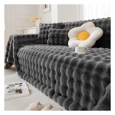 (dark grey, 180*150cm) Winter Thicken Plush Sofa Towel For Living Room Nordic Universal Sofa Cov