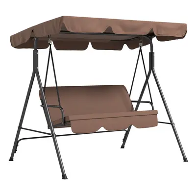 Outsunny Outdoor 3-person Porch Swing Chair with Adjustable Canopy Brown