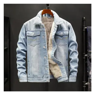 (blue, XL) Winter Mens Denim Jackets Fashion Men Fleece Thick Warm Jeans Jacket Men Casual Slim 