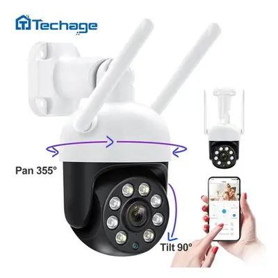 (white, No Card UK Plug) Techage 4mp Ptz Wifi Ip Camera Speed Outdoor Wireless Ai Security Surve