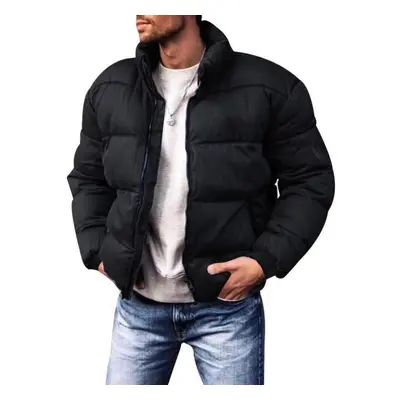 (black, L) New Men&apos;s Winter Cotton Jacket Cotton Jacket Winter Jacket Standing Collar Down 