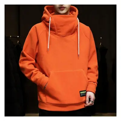 (orange, XXXXXL) Thick Fleece Hoodies Men Autumn Winter High Neck Hooded Hoodies Windproof Hip H