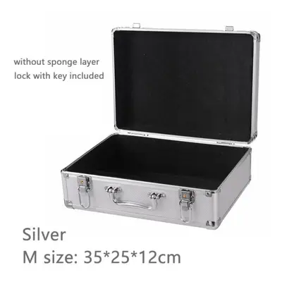 (silver, wish Lock) Portable Aluminum Tool Box Safety Equipment Toolbox Instrument Box Storage C