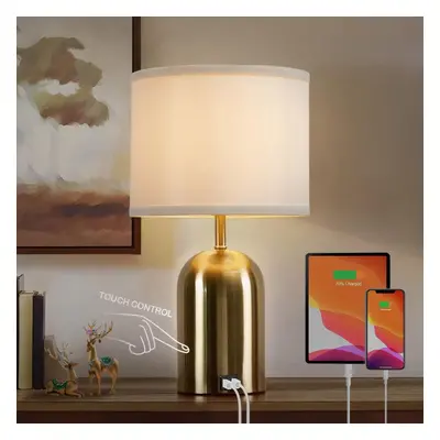 Bedside Lamp with USB Port, Touch Control Bedroom Table Lamp, 3-Way Dimmable Modern Bedside Lamp