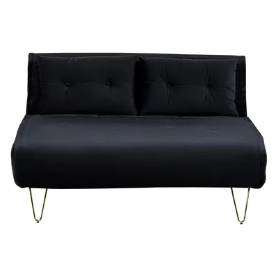 2 Seater Velvet Sofa Bed Black VESTFOLD