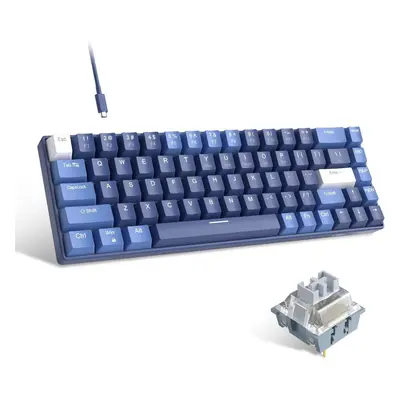 (Blue Whale Switch, Gray & White) Portable 60% Gaming Mechanical Keyboard, Minimalist MK-Box Ice