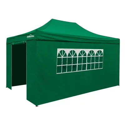 Premium 3x4.5m Pop-Up Gazebo & Side Walls, Water Resistant, Carry Bag, Stakes & Weight Bags - Gr