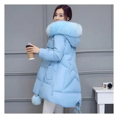 (blue, XXXL) Oversize Winter Jacket Women Parka Hooded Outerwear Warm Down Cotton Jacket Plus Si