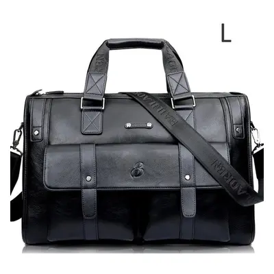 (black, large) Men Leather Black Briefcase Business Handbag Messenger Male Vintage Shoulder Larg