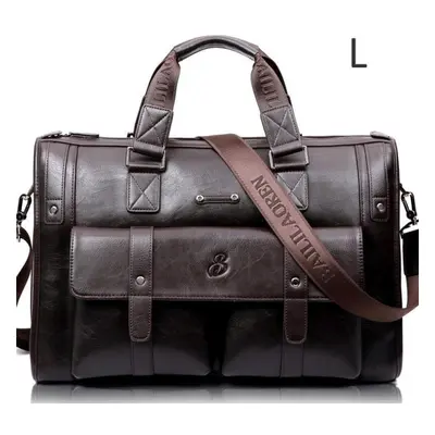 (dark brown, large) Men Leather Black Briefcase Business Handbag Messenger Male Vintage Shoulder