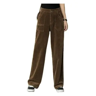 (brown, M) Corduroy Wide-leg Pants Women&apos;s New Winter High-waisted And Thin Wild Loose Drap