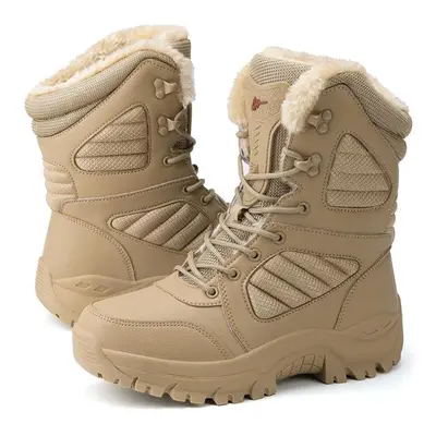 (sand, 46) Winter Men&apos;s Plush Warm Boots Outdoor Hiking Boots