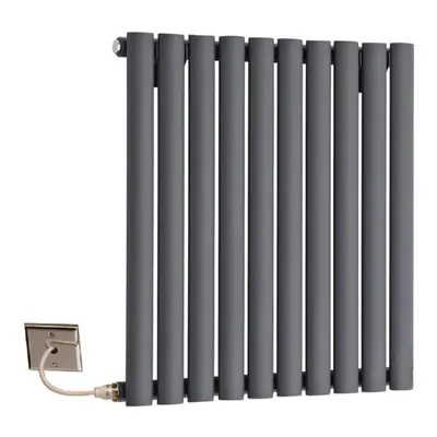 (413mm) Electric Single Oval Panel Radiators 600mm High 413mm Wide Anthracite