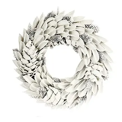 COM-FOUR door wreath for Christmas - white advent wreath with leaves and cones - decorative wrea