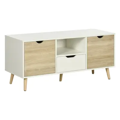 HOMCOM TV Cabinet Entertainment Centre w/ Storage Cabinet and Drawer, Natural