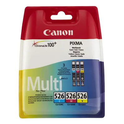 CLI-526 C Y Pack of cartridges (Cyan Magenta Yellow) Genuine Canon (Plastic Pack)