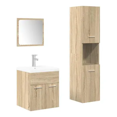 (sonoma oak) vidaXL Piece Bathroom Furniture Set Sonoma Oak Engineered Wood