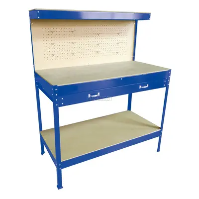 (Blue) SwitZer Steel Garage Tool Box Work Bench Storage Pegboard Shelf DIY Workshop