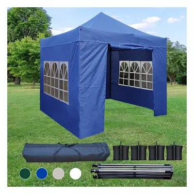 (Blue) 3x3M Heavy Duty Pop Up Gazebo Canopy Marquee Commercial Market Stall