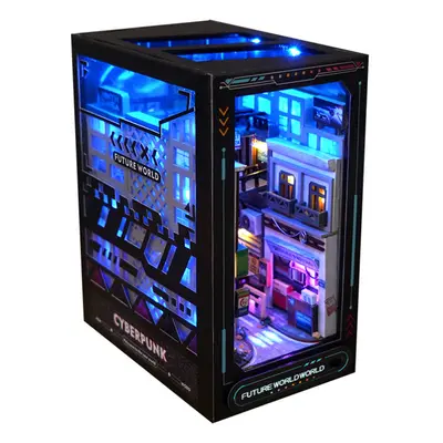 DIY Cyberpunk Book Nook 3D Wooden Puzzle Kit with LED