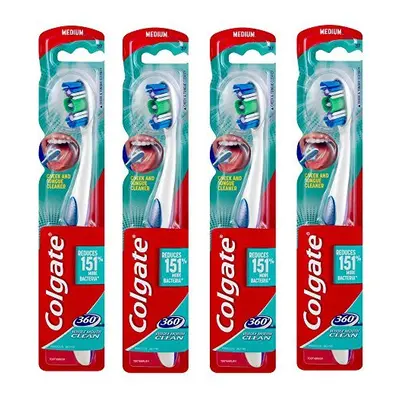 4 x Colgate Whole Mouth Clean Toothbrush with Tongue Cleaner MEDIUM