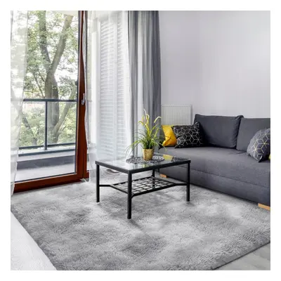 (150 x cm (Rectangular), Light Grey) Living Room Area Rug, 150x240 cm Large Tie-Dyed Shag Carpet