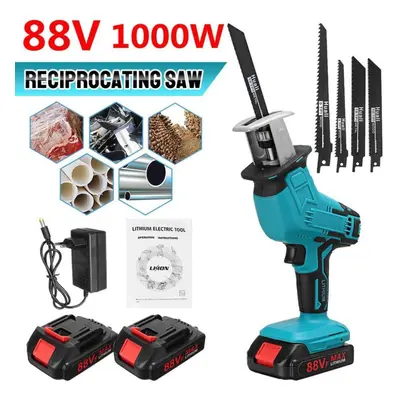 (1*Battery+Saw Blade) 3999rpm Cordless Reciprocating Saw 88v Electric Saw With Blades Chain Saws