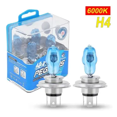 (Model-H4) 2pcs H4 100w 6000k 3000lm White Light Super Bright Car Headlight Bulbs Hod Halogen La