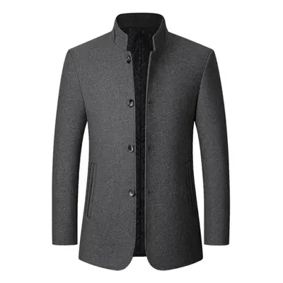 (gray, XXL) Wool Blend Coat Men Winter Fashion Wild Overcoat Male Thicken Keep Warm Jackets Tren