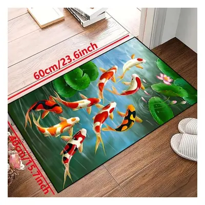 (160*200cm) 3D Koi Fish Print Soft Kitchen Rug Anti-fatigue Kitchen Rug Waterproof Non-slip Rugs