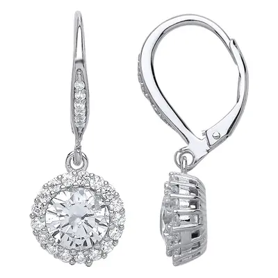 Jewelco London Ladies Sterling Silver Cubic Zirconia Halo Stud Earrings - GVE539