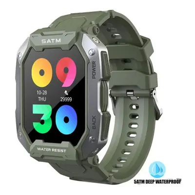 (green, Silica gel) C20 Military Smart Watch Men Carbon Black Ultra Army Outdoor Ip68 5atm Water