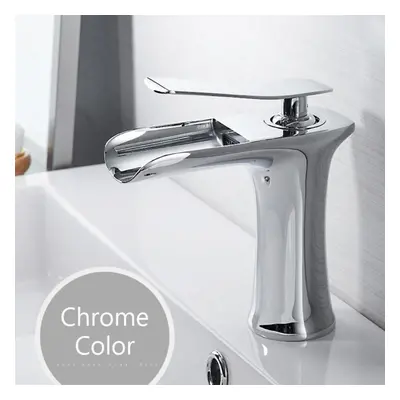 (silver) Basin Faucets Waterfall Bathroom Faucet Single Handle Basin Mixer Tap Bath Antique Fauc