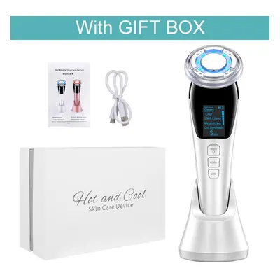 (white, With GIFT BOX) Ems Micro Current Face Lifting Facial Massager Sonic Vibration Face Massa