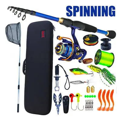 (blue, Spinning2.4.8M&3000Series) Sougayilang Fsihing Rods And Reels Combotravel Telescopic Spin