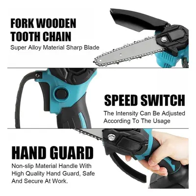 (blue, 1*Battery) 6inch 88vf 4000rpm Cordless Electric Chainsaw Wood Cutter Saw With 1/2 Battery