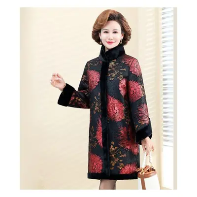 (red, XXL) Trendy Fur Coat Two-sided Fur Outerwear For Mother Thickened Mink And Cotton Blend Cl