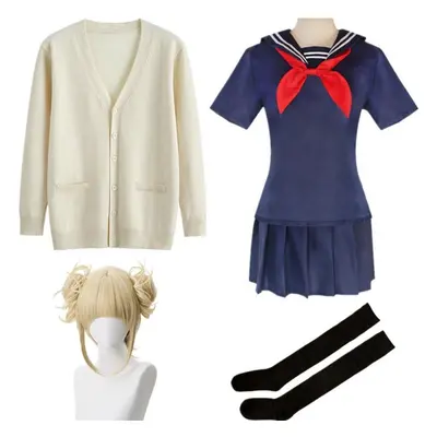 (blue, L-(Suit+Wig)) Anime My Hero Academia Boku No Hero Academia Cosplay Costume Himiko Toga Jk