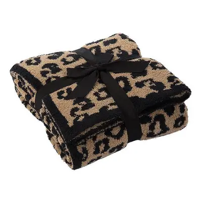 (130*180cm, Khaki) Throw Blanket, Leopard Print Ultra Soft Fleece Blanket