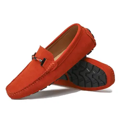 (orange, EU: 51) Men's Moccasins Horse Bit Loafer Driving Gommino Comfort Flats Casual Slip-ons 