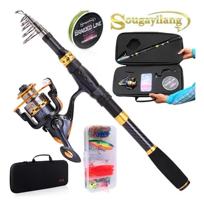 (2.1M Rod&Reel 2000) Fishing Rod Reel Combo 1.8m-2.4m Carbon Fiber Fishing Pole With Reels Full 