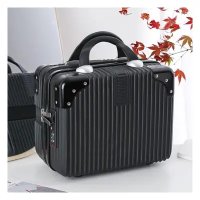 (black, Metal Password Lock) Inch Cosmetic Case Make Up Storage Box Password Lock Makeup Bag Org